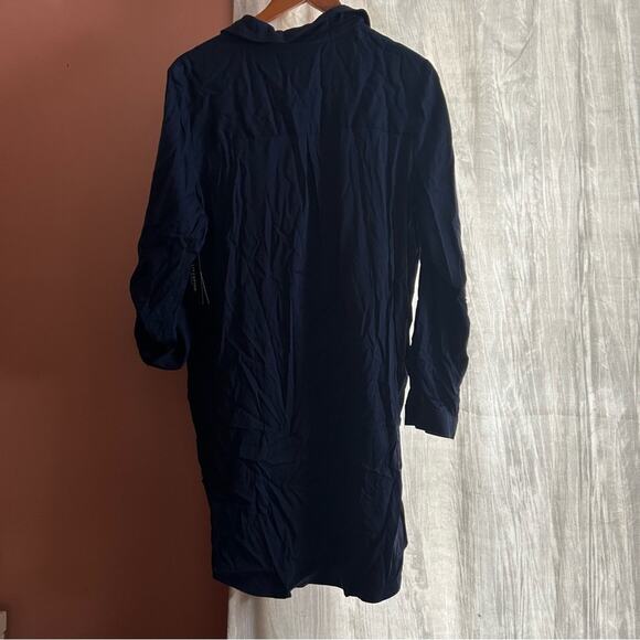 Liverpool Popover Shirtdress Collar Long Sleeve Button Front Cosmic Navy NWT L‎ - Picture 7 of 8